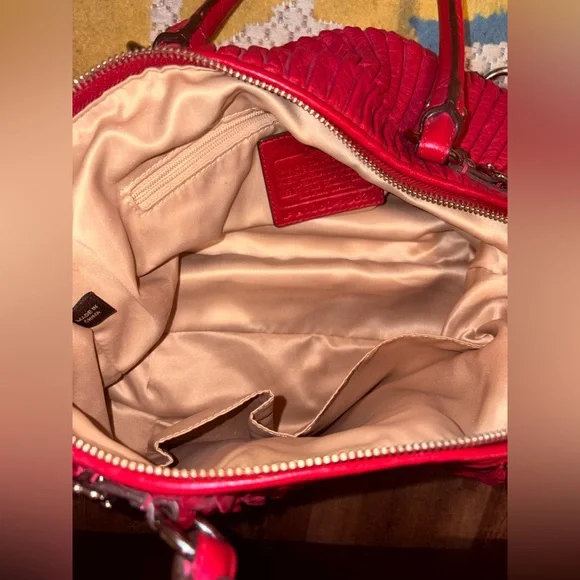 Coach Madison Gathered Leather Sophia Satchel & Shoulder Bag 18620 Red - Picture 11 of 14